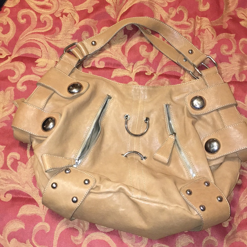 - ROXBURY NWOT REAL LEATHER TAN HANDBAG AWES…